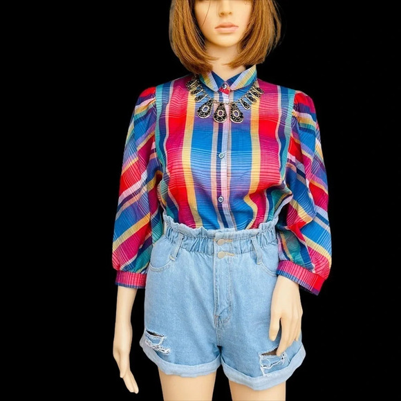 KORET CITY BLUES Size S Vintage 3/4 Sleeve Blouse - Picture 1 of 3